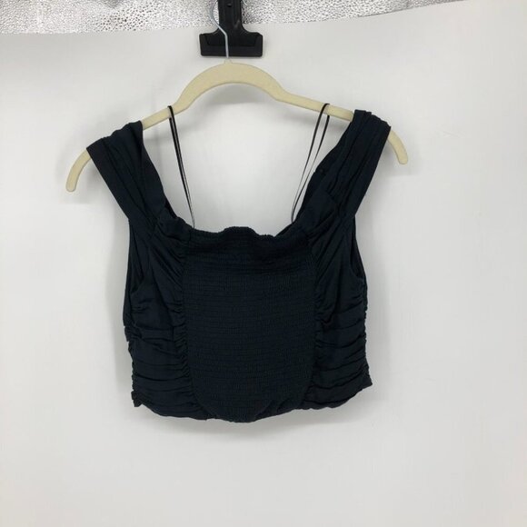BNWT Urban Outfitters Dark Navy Blue/Black Ruched Short Crop Top - Picture 3 of 11